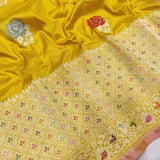 Yellow Color Pure Katan Silk Handwoven Banarasi Saree