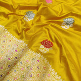 Yellow Color Pure Katan Silk Handwoven Banarasi Saree