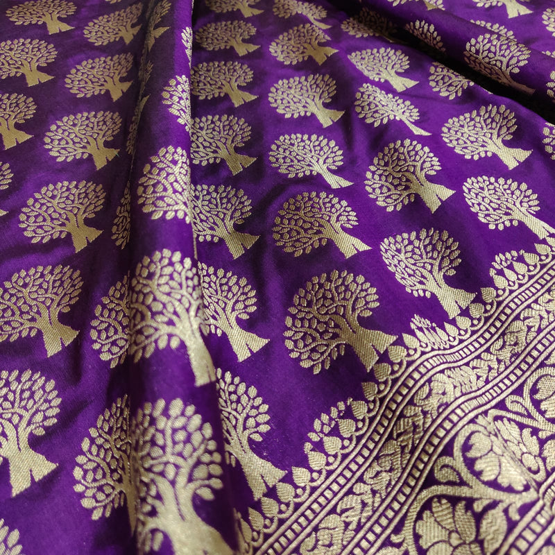 Purple Colour Pure Katan Silk Handwoven Banarasi Saree