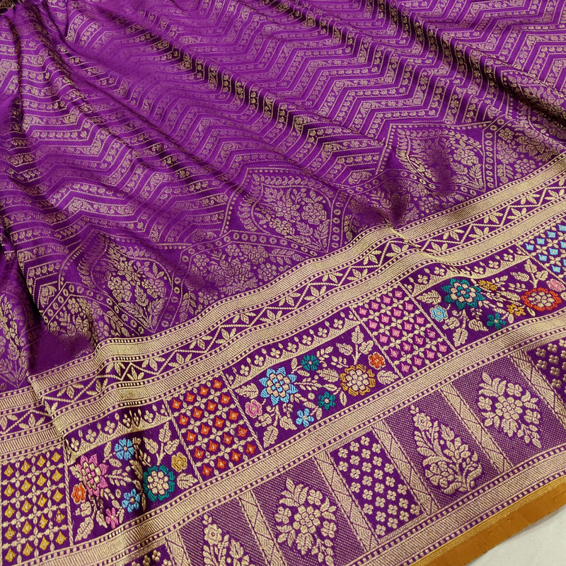 Dual Shade Pure Katan Silk Handwoven Banarasi Saree