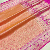 Dual Shade Pure Katan Silk Handwoven Tanchoi Banarasi Saree