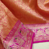 Dual Shade Pure Katan Silk Handwoven Tanchoi Banarasi Saree