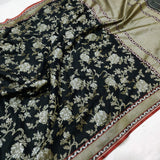 Black Color Cotton Ektara Jamdani Handwoven Banarasi Saree