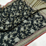 Black Color Cotton Ektara Jamdani Handwoven Banarasi Saree