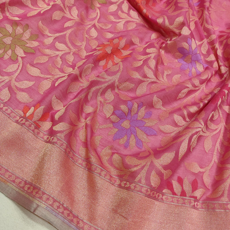 Pink Colour Pure ektara cotton jamdani banarasi saree