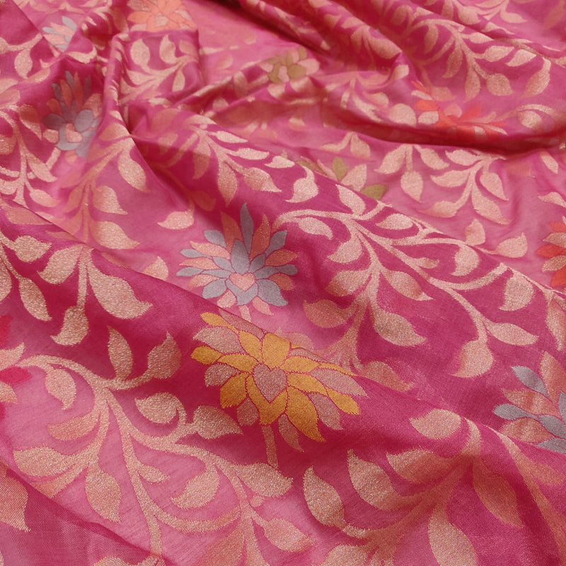 Pink Colour Pure ektara cotton jamdani banarasi saree