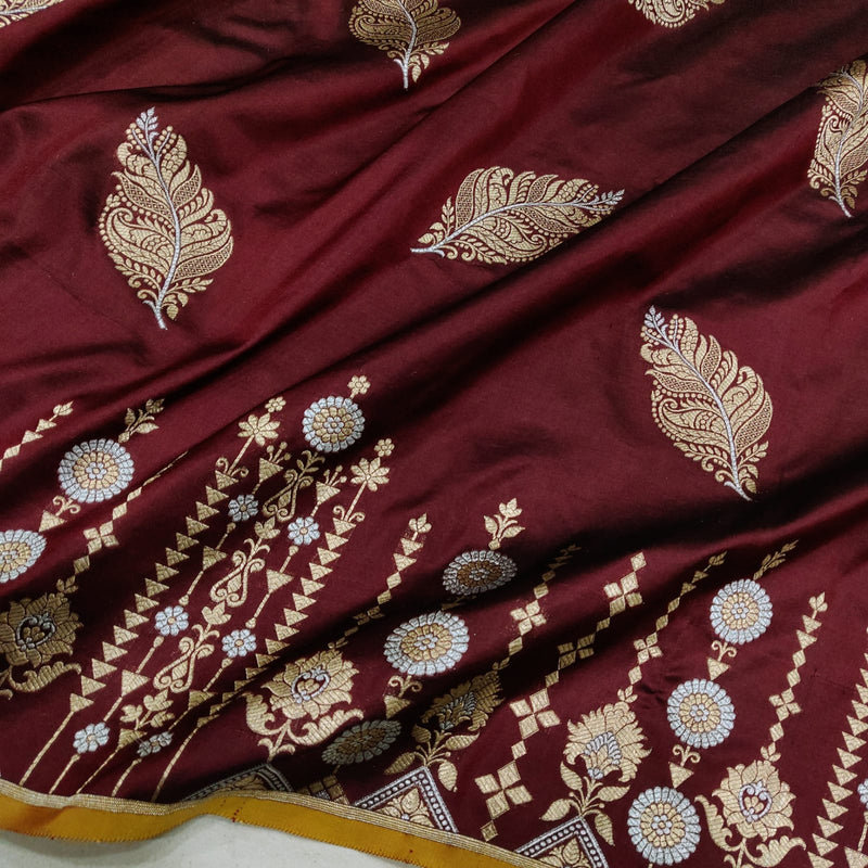 Brown Colour Pure Katan Silk Handwoven Banarasi Saree