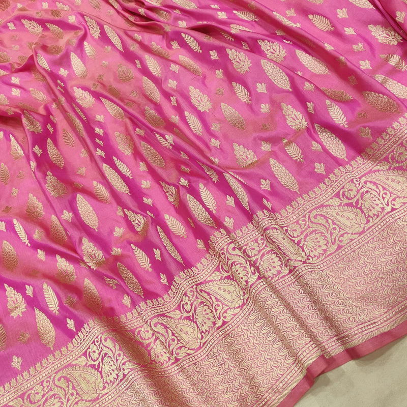 Pink Colour Pure Katan Silk Handwoven Banarasi Saree
