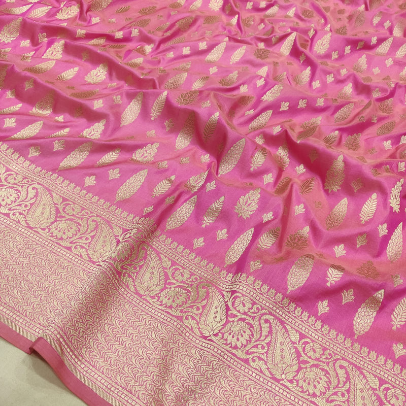 Pink Colour Pure Katan Silk Handwoven Banarasi Saree