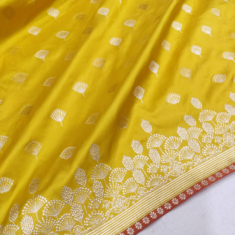 Yellow Color Pure Katan Silk Handwoven Banarasi Saree