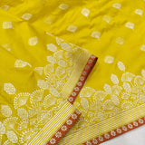 Yellow Color Pure Katan Silk Handwoven Banarasi Saree
