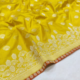 Yellow Color Pure Katan Silk Handwoven Banarasi Saree