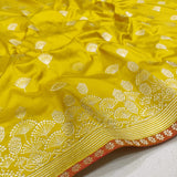 Yellow Color Pure Katan Silk Handwoven Banarasi Saree