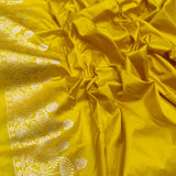 Yellow Color Pure Katan Silk Handwoven Banarasi Saree