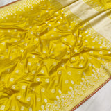 Yellow Color Pure Katan Silk Handwoven Banarasi Saree