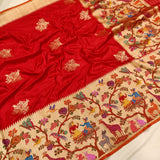 Red Color Pure Katan Silk Handwoven Banarasi Saree