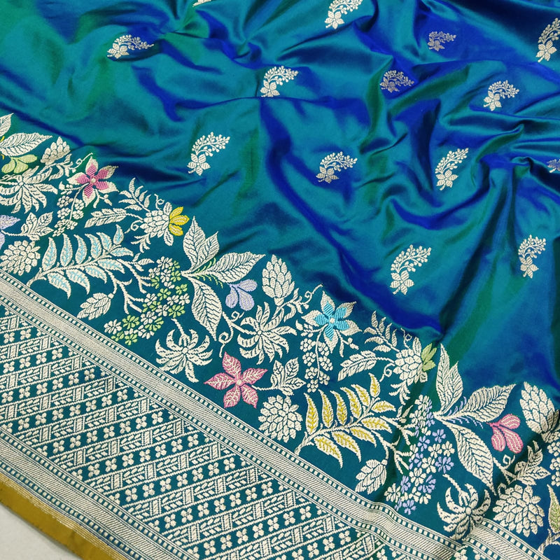 Dual Shade Pure Katan Silk Handwoven Banarasi Saree