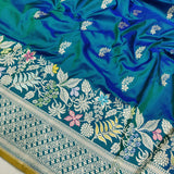 Dual Shade Pure Katan Silk Handwoven Banarasi Saree