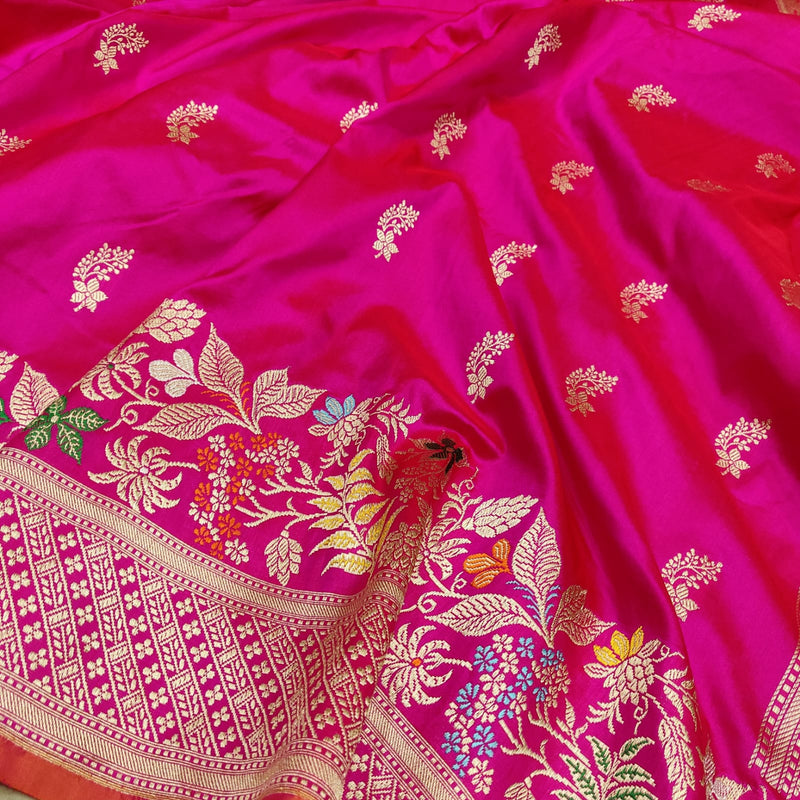 Pink Colour Pure Katan Silk Handwoven Banarasi Saree