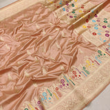 Pastel Color Pure Katan Silk Handwoven Banarasi Saree