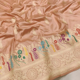 Pastel Color Pure Katan Silk Handwoven Banarasi Saree