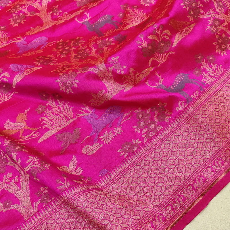 Pink Color Pure Katan Silk Handwoven Banarasi Saree