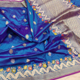Dual shade Katan Silk Handwoven Banarasi Saree