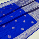Royal Blue Colour Pure Katan Silk Handwoven Banarasi Saree