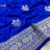 Royal Blue Colour Pure Katan Silk Handwoven Banarasi Saree