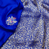 Royal Blue Colour Pure Katan Silk Handwoven Banarasi Saree