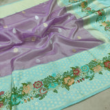 Lavender Colour Pure Tissue Silk Handwoven Banarasi Saree