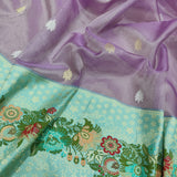 Lavender Colour Pure Tissue Silk Handwoven Banarasi Saree