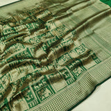 Green Color Pure Katan Silk Handwoven Tanchoi Banarasi Saree