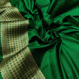 Green Color Pure Katan Silk Handwoven Tanchoi Banarasi Saree