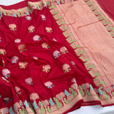 Red Colour Pure Katan Silk Handwoven Banarasi Saree