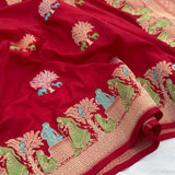 Red Colour Pure Katan Silk Handwoven Banarasi Saree