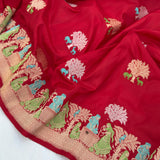 Red Colour Pure Katan Silk Handwoven Banarasi Saree