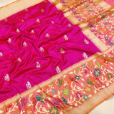 Pink Colour Pure Katan Silk Handwoven Banarasi Saree