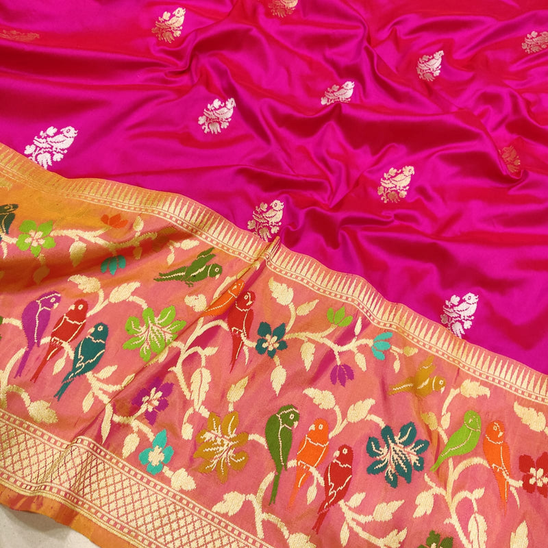 Pink Colour Pure Katan Silk Handwoven Banarasi Saree