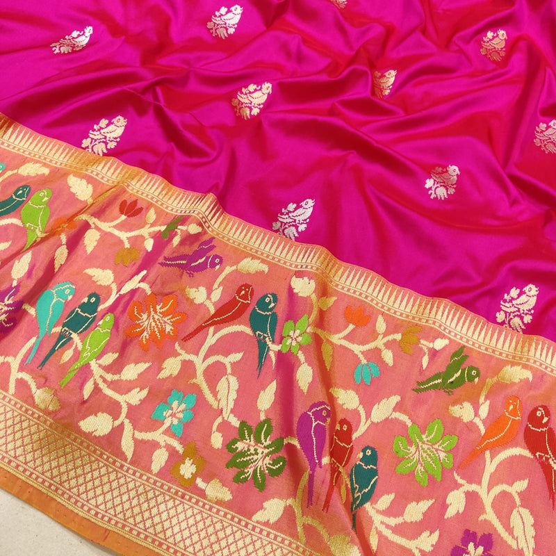 Pink Colour Pure Katan Silk Handwoven Banarasi Saree
