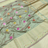 Dual Shade Pure Katan Silk Handwoven Banarasi Saree
