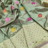 Dual Shade Pure Katan Silk Handwoven Banarasi Saree
