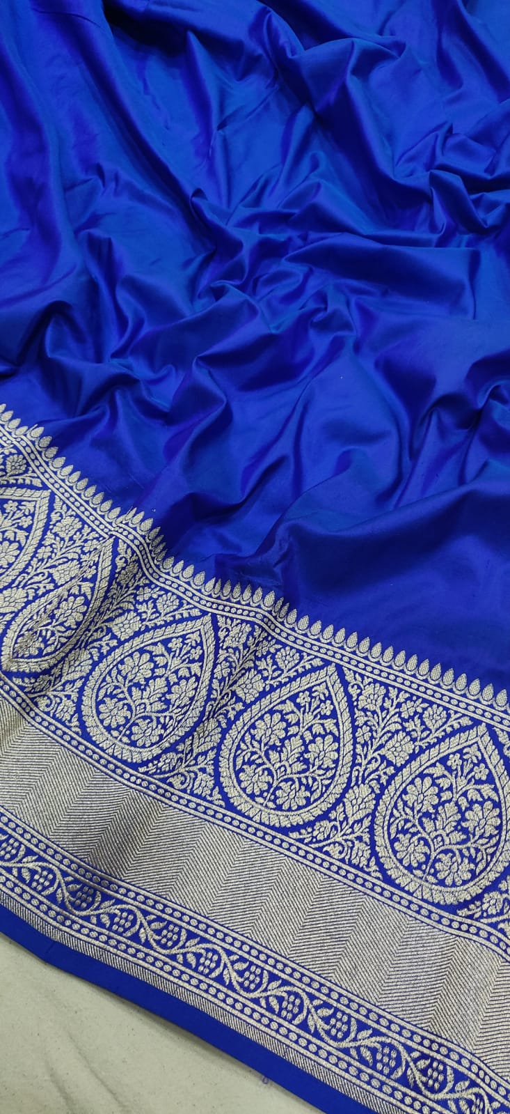 Royal Blue Colour Pure Katan Silk Handwoven Saree