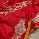 Red Colour Pure Katan Silk Handwoven Banarasi Saree
