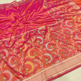 Dual Shade Pure Katan Silk Handwoven Banarasi Saree