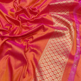 Dual Shade Pure Katan Silk Handwoven Banarasi Saree