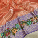 Orange Colour Pure Tissue Silk Handwoven Banarasi Saree
