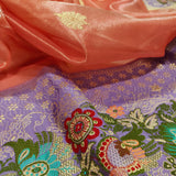 Orange Colour Pure Tissue Silk Handwoven Banarasi Saree