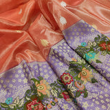 Orange Colour Pure Tissue Silk Handwoven Banarasi Saree