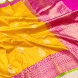 Yellow Colour Pure Tussar Silk Handwoven Banarasi saree